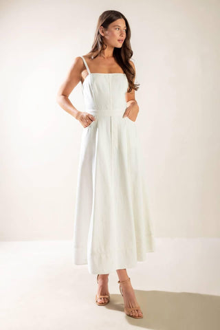 LET'S GO FOR A WALK WOVEN MIDI DRESS - Glamourous Grace