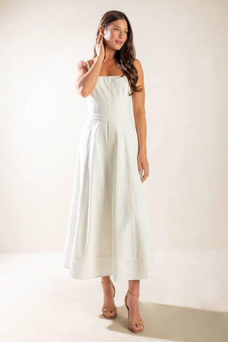 LET'S GO FOR A WALK WOVEN MIDI DRESS - Glamourous Grace