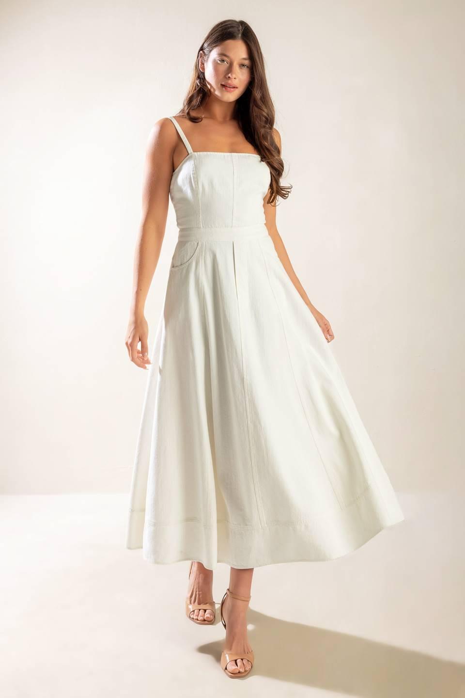 LET'S GO FOR A WALK WOVEN MIDI DRESS - Glamourous Grace