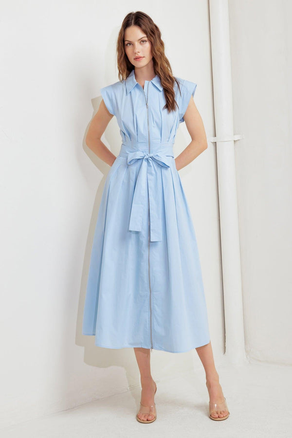 BLUE SERENITY WOVEN MIDI DRESS - Glamourous Grace