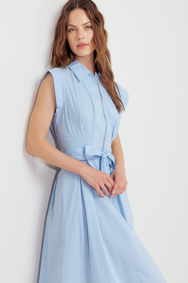 BLUE SERENITY WOVEN MIDI DRESS - Glamourous Grace