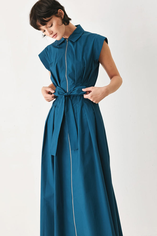 BLUE SERENITY WOVEN MIDI DRESS - Glamourous Grace