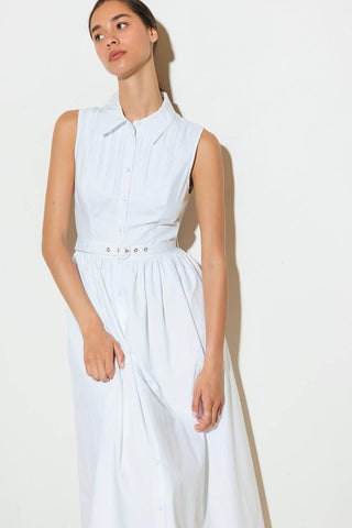 NUE EASE WHITE WOVEN MDI DRESS - Glamourous Grace