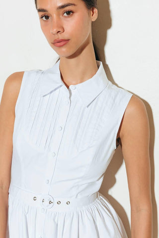 NUE EASE WHITE WOVEN MDI DRESS - Glamourous Grace