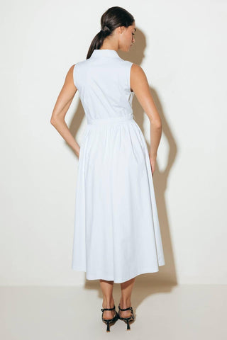 NUE EASE WHITE WOVEN MDI DRESS - Glamourous Grace