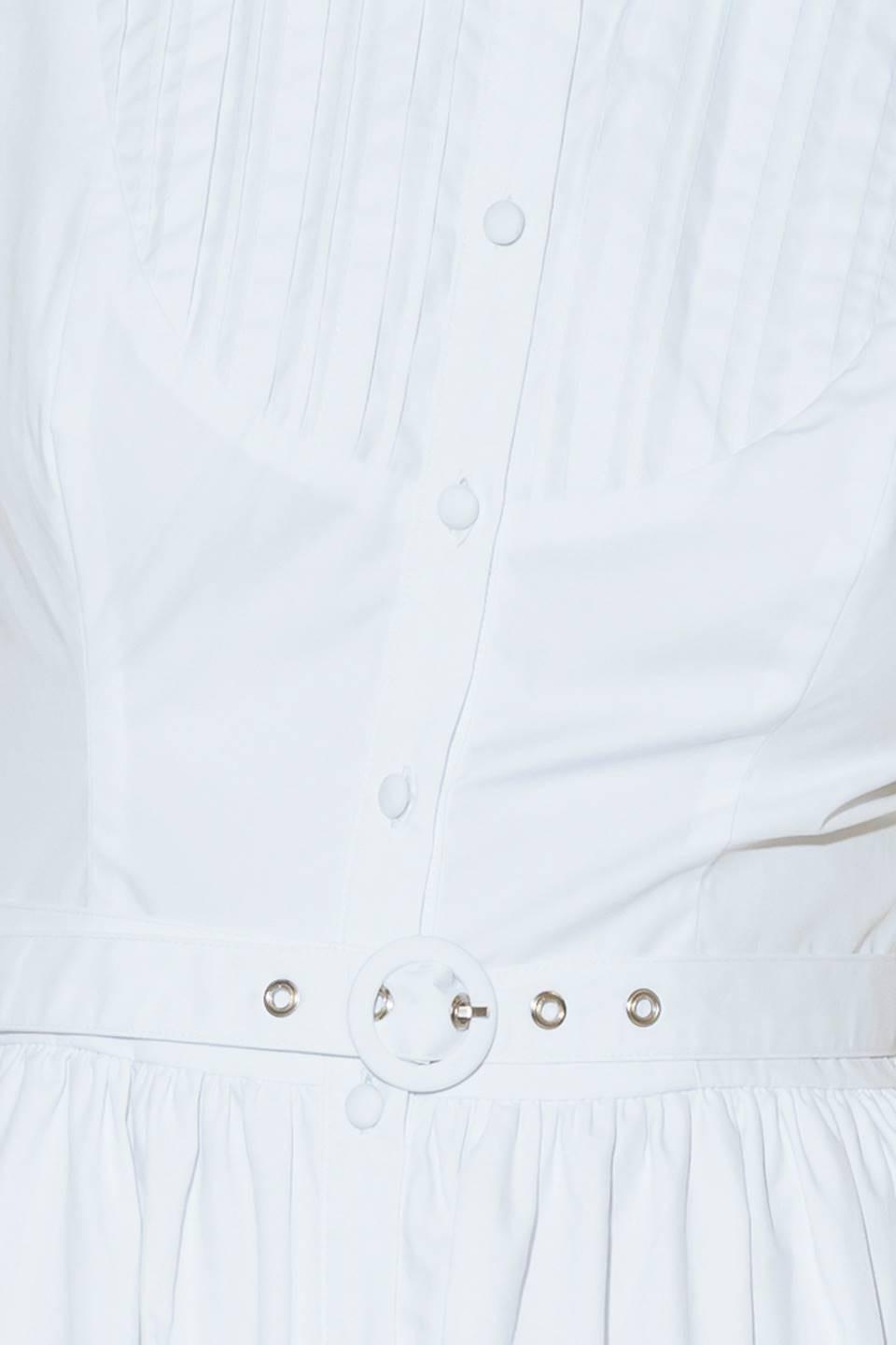 NUE EASE WHITE WOVEN MDI DRESS - Glamourous Grace