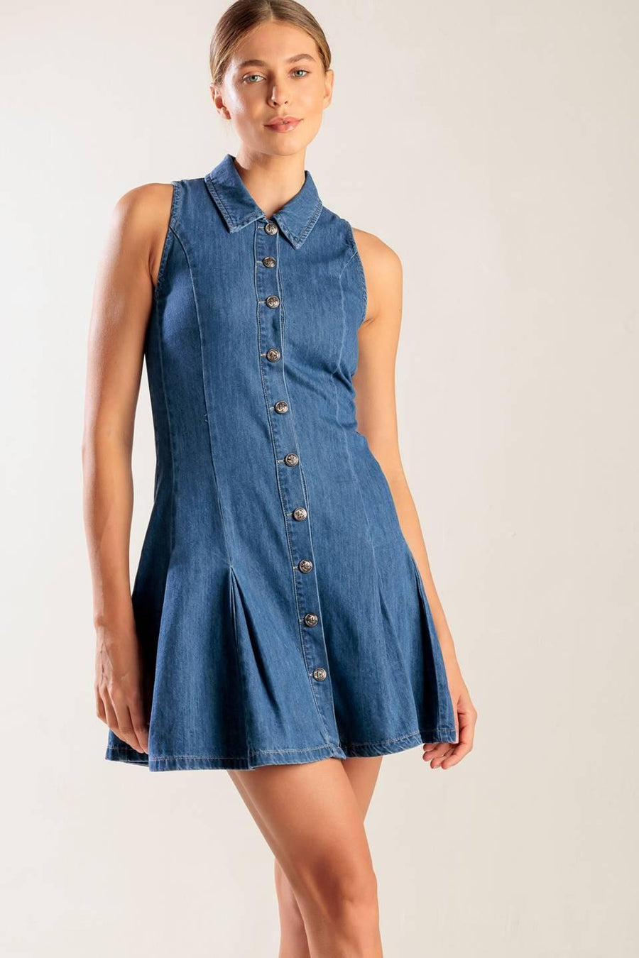 WHERE I WANT TO BE DENIM MINI DRESS - Glamourous Grace
