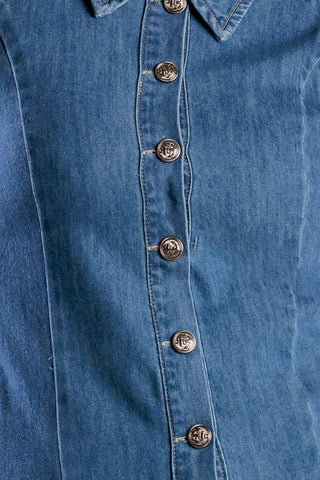 WHERE I WANT TO BE DENIM MINI DRESS - Glamourous Grace