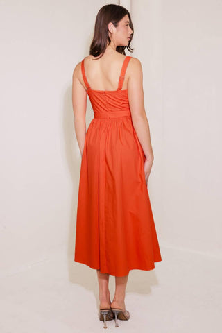 NO TIMELINE TOMATO WOVEN MIDI DRESS - Glamourous Grace