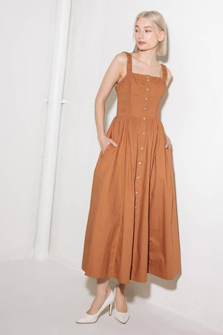 SOAK IN THE SUNSET WOVEN MIDI DRESS - Glamourous Grace