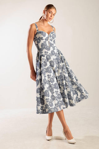 EXPLORING NEW INTERESTS WOVEN MIDI DRESS - Glamourous Grace