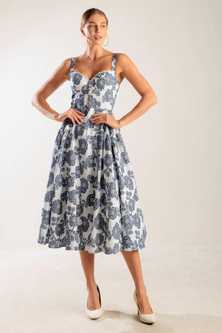 EXPLORING NEW INTERESTS WOVEN MIDI DRESS - Glamourous Grace