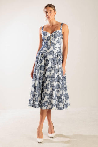 EXPLORING NEW INTERESTS WOVEN MIDI DRESS - Glamourous Grace