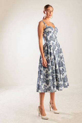 EXPLORING NEW INTERESTS WOVEN MIDI DRESS - Glamourous Grace