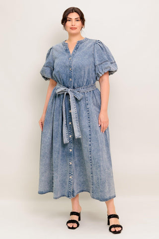 BAREFORM LIGHT DENIM MIDI DRESS - Glamourous Grace