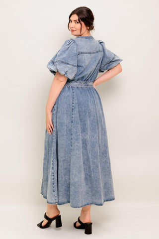 BAREFORM LIGHT DENIM MIDI DRESS - Glamourous Grace