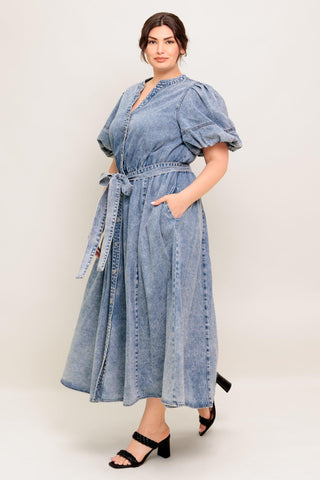 BAREFORM LIGHT DENIM MIDI DRESS - Glamourous Grace