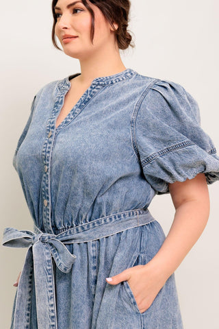 BAREFORM LIGHT DENIM MIDI DRESS - Glamourous Grace