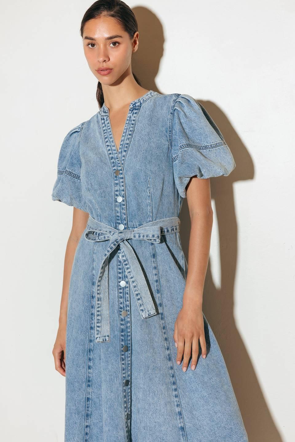 BAREFORM LIGHT DENIM MIDI DRESS - Glamourous Grace