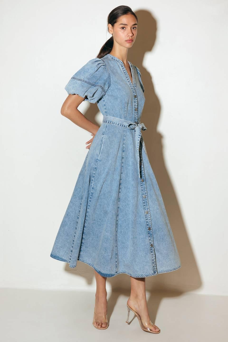 BAREFORM LIGHT DENIM MIDI DRESS - Glamourous Grace
