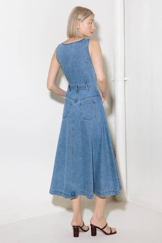 SOFTLY ROMANTIC DENIM MIDI DRESS - Glamourous Grace