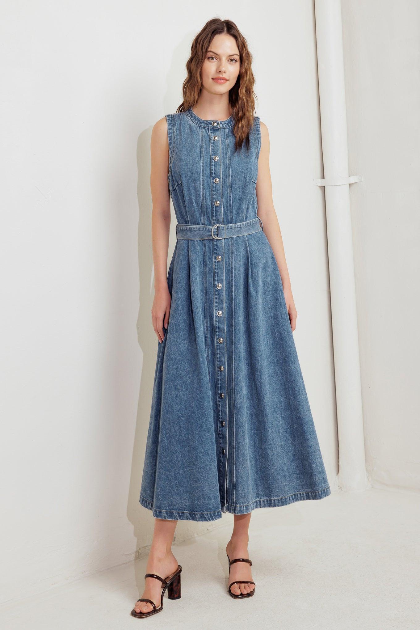 MIDNIGHT RODEO DENIM MIDI DRESS - Glamourous Grace