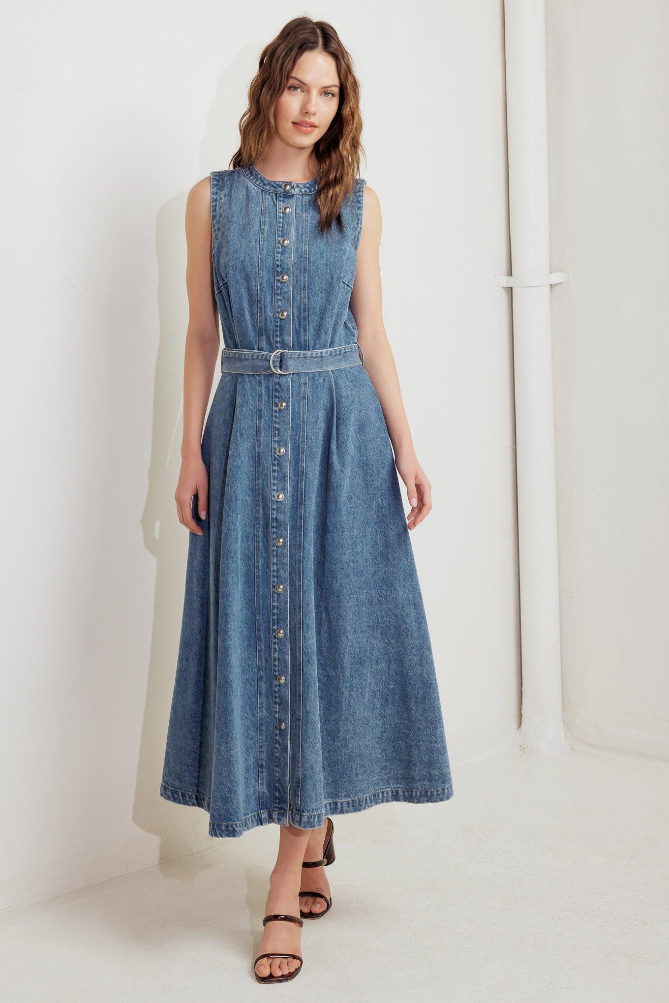 MIDNIGHT RODEO DENIM MIDI DRESS - Glamourous Grace