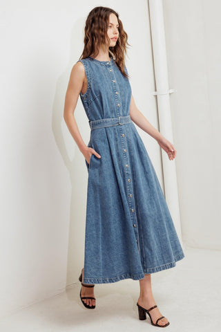 MIDNIGHT RODEO DENIM MIDI DRESS - Glamourous Grace