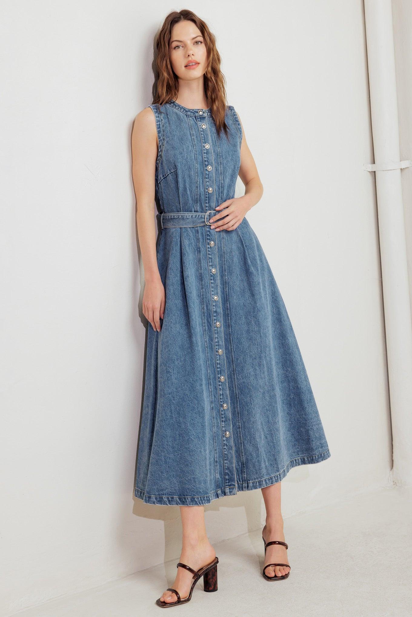 MIDNIGHT RODEO DENIM MIDI DRESS - Glamourous Grace