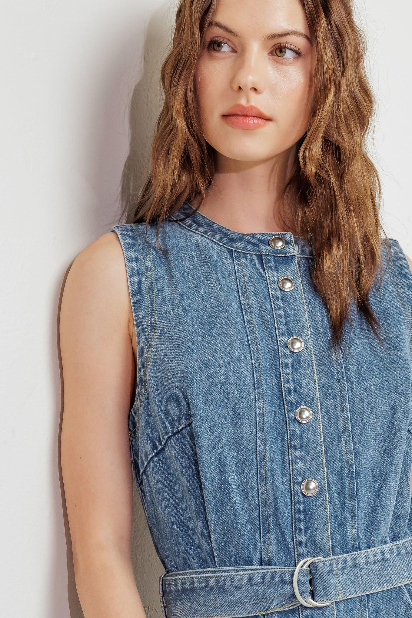 MIDNIGHT RODEO DENIM MIDI DRESS - Glamourous Grace