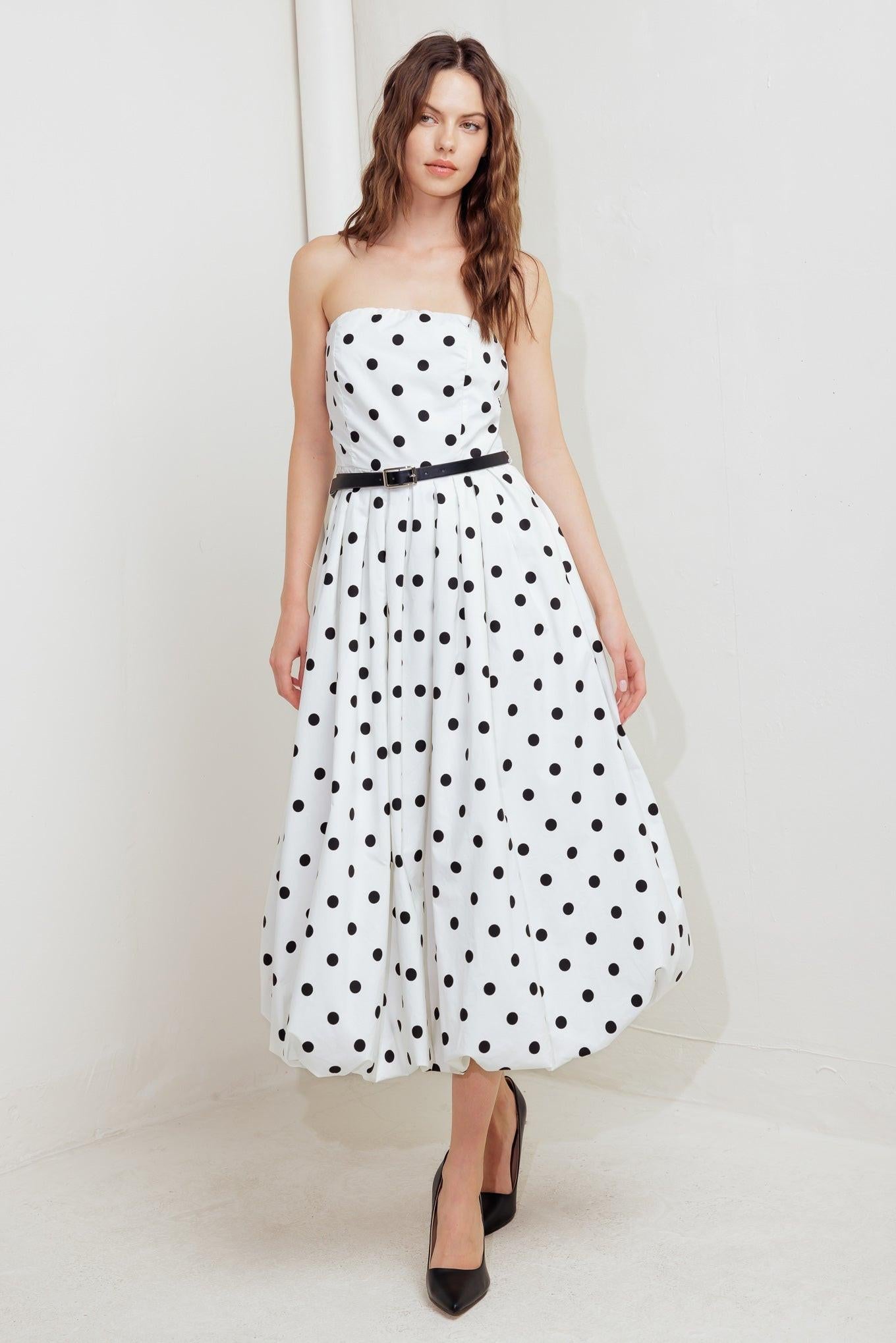 MONROE DOT WHITE WOVEN MIDI DRESS - Glamourous Grace