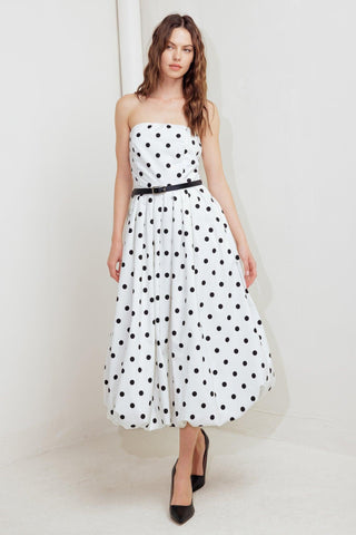 MONROE DOT WHITE WOVEN MIDI DRESS - Glamourous Grace