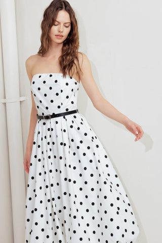 MONROE DOT WHITE WOVEN MIDI DRESS - Glamourous Grace