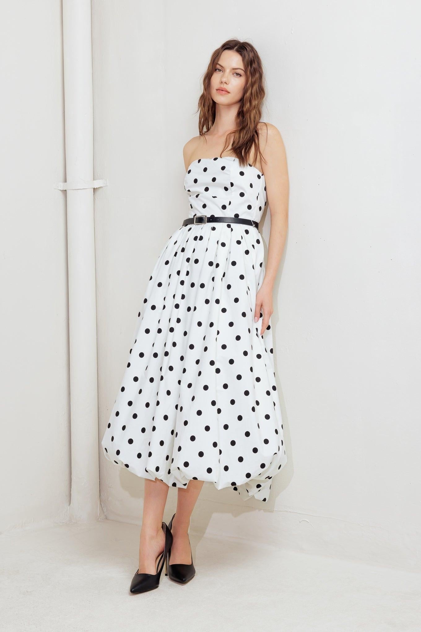 MONROE DOT WHITE WOVEN MIDI DRESS - Glamourous Grace
