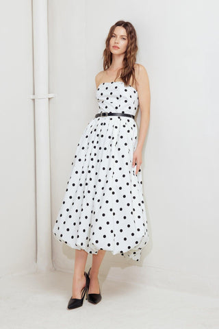 MONROE DOT WHITE WOVEN MIDI DRESS - Glamourous Grace