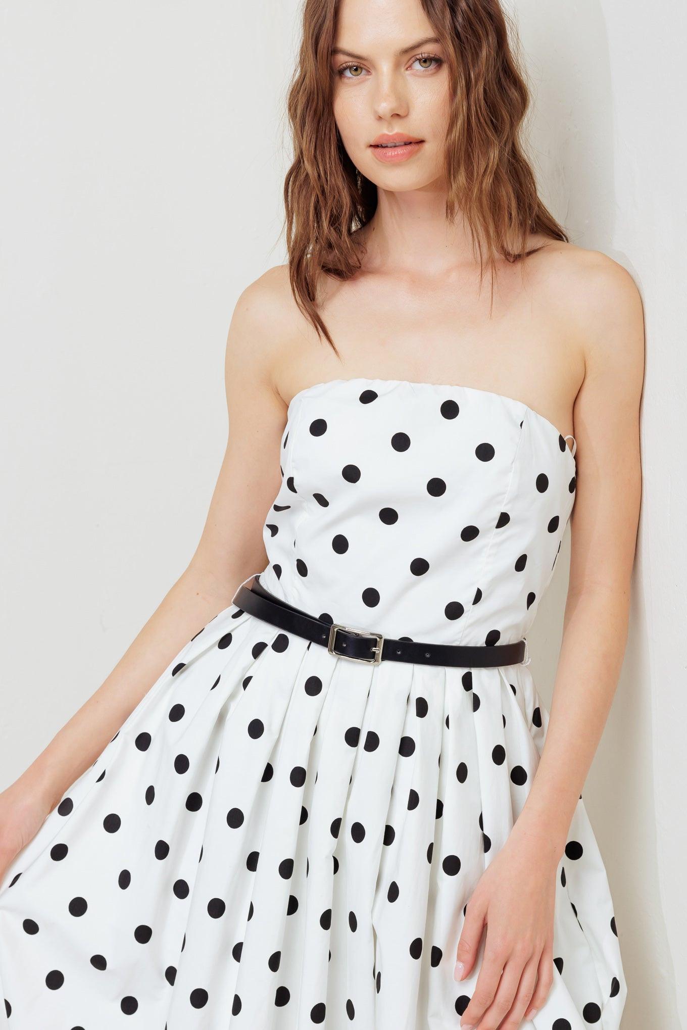 MONROE DOT WHITE WOVEN MIDI DRESS - Glamourous Grace