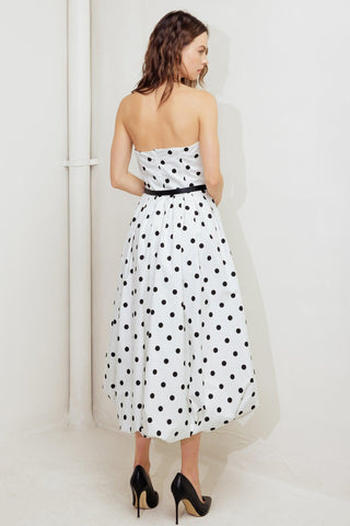 MONROE DOT WHITE WOVEN MIDI DRESS - Glamourous Grace