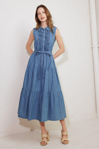 PETALS FALLING SLOWLY DENIM MIDI DRESS - Glamourous Grace