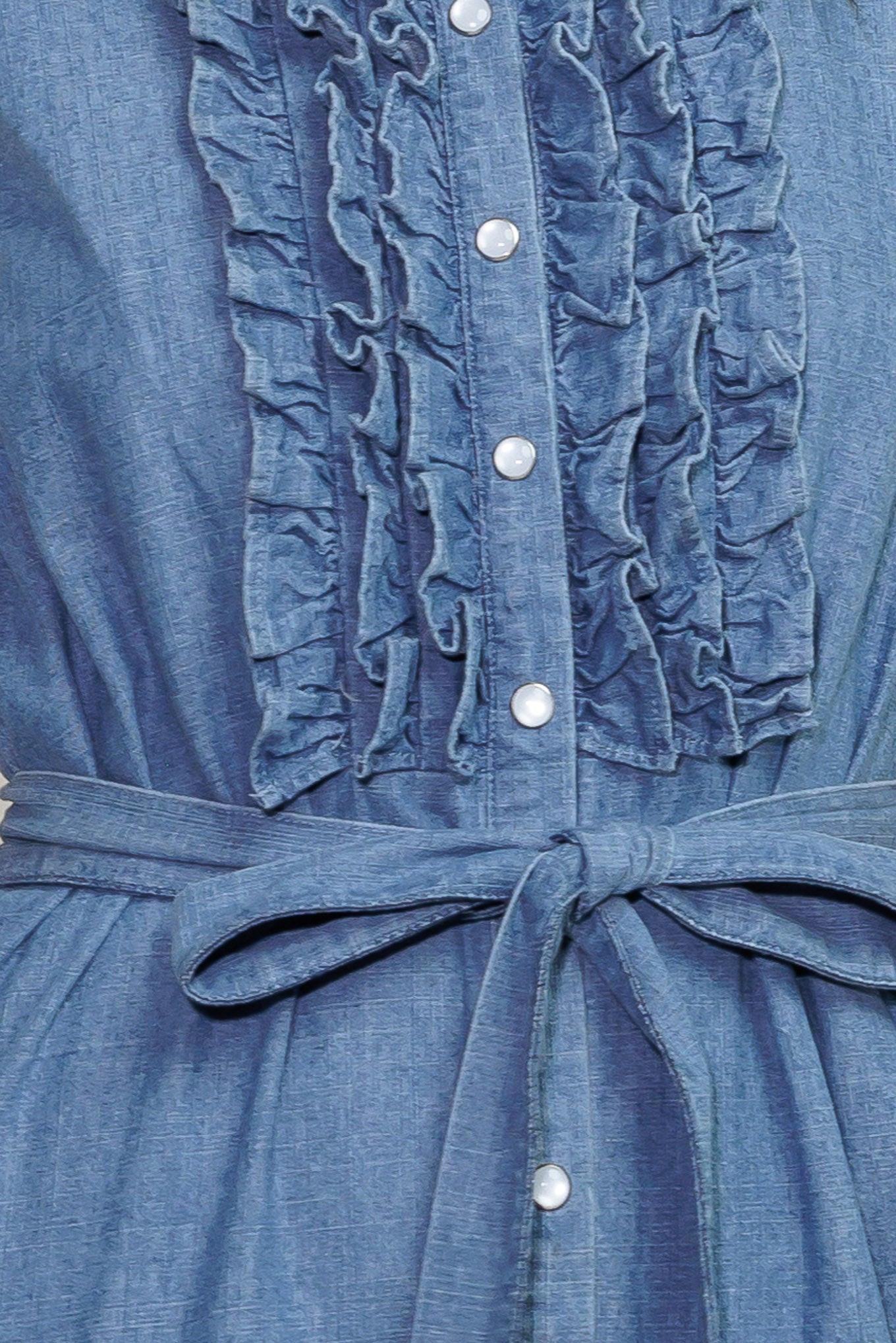 PETALS FALLING SLOWLY DENIM MIDI DRESS - Glamourous Grace