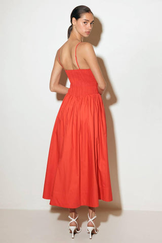 MOVE WITH INTENTION RED WOVEN MIDI DRESS - Glamourous Grace