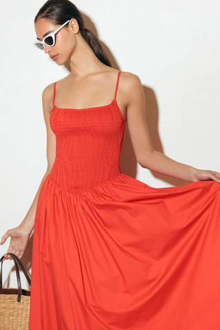 MOVE WITH INTENTION RED WOVEN MIDI DRESS - Glamourous Grace