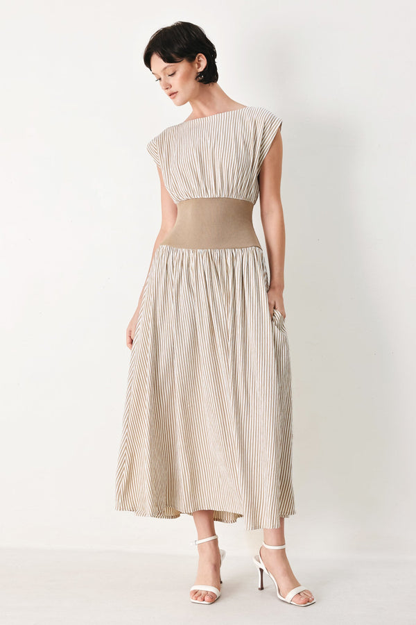 HAMPTONS MORNING STRIPE WOVEN MIDI DRESS - Glamourous Grace