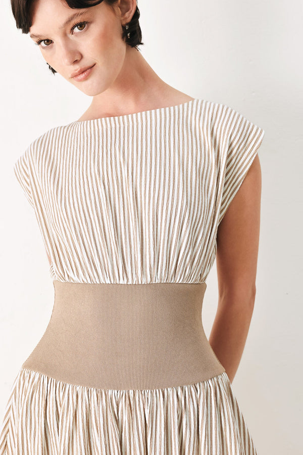 HAMPTONS MORNING STRIPE WOVEN MIDI DRESS - Glamourous Grace
