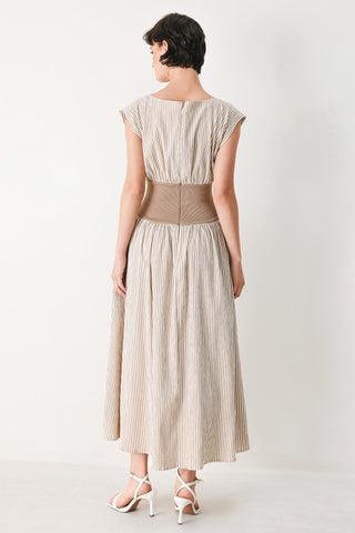 HAMPTONS MORNING STRIPE WOVEN MIDI DRESS