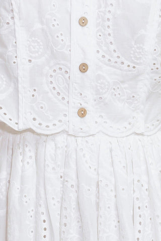 LEAF KISS WHITE WOVEN EYELET MINI DRESS - Glamourous Grace