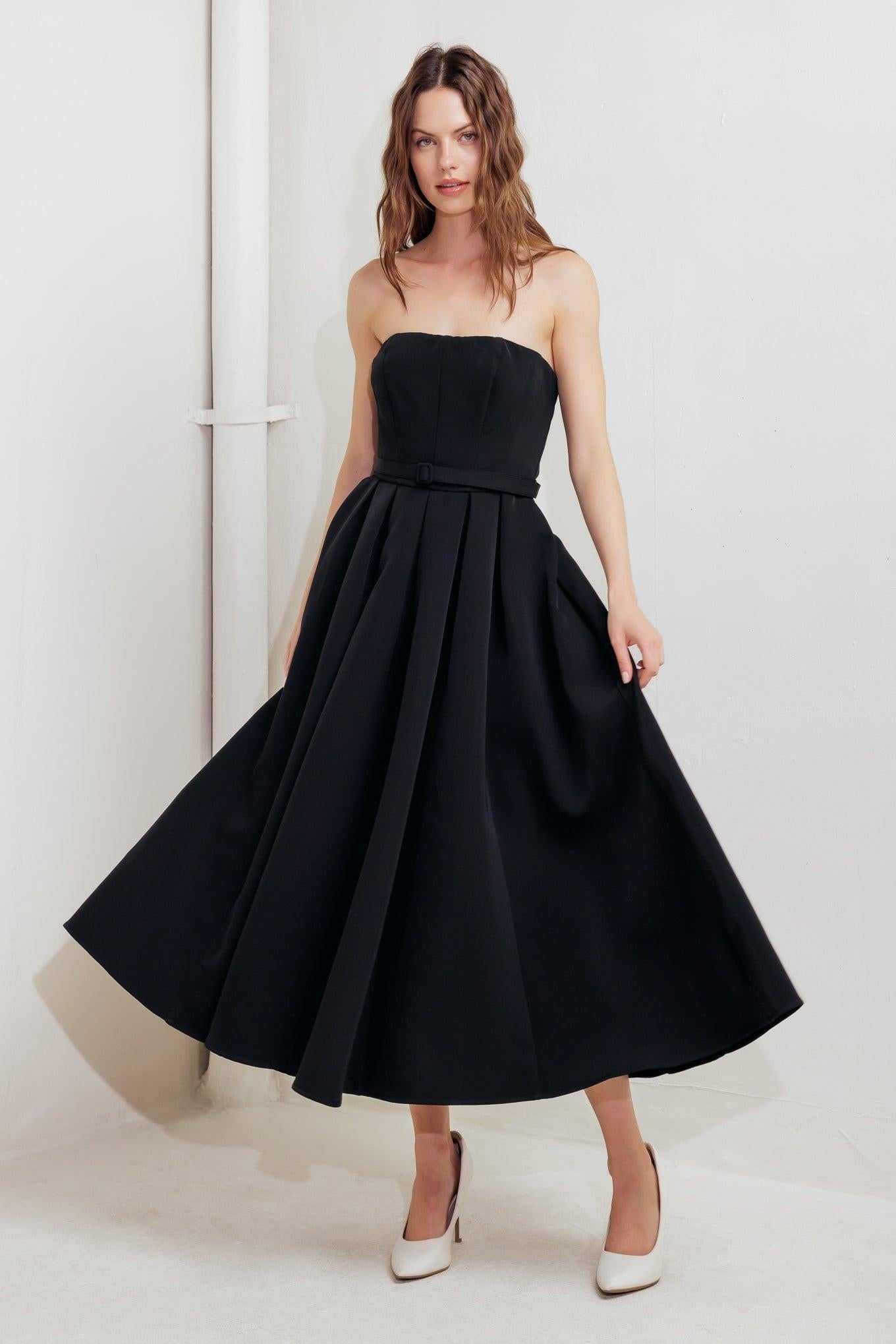 BLACK TIE MUSE WOVEN MIDI DRESS - Glamourous Grace