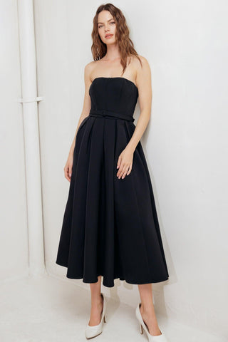 BLACK TIE MUSE WOVEN MIDI DRESS - Glamourous Grace