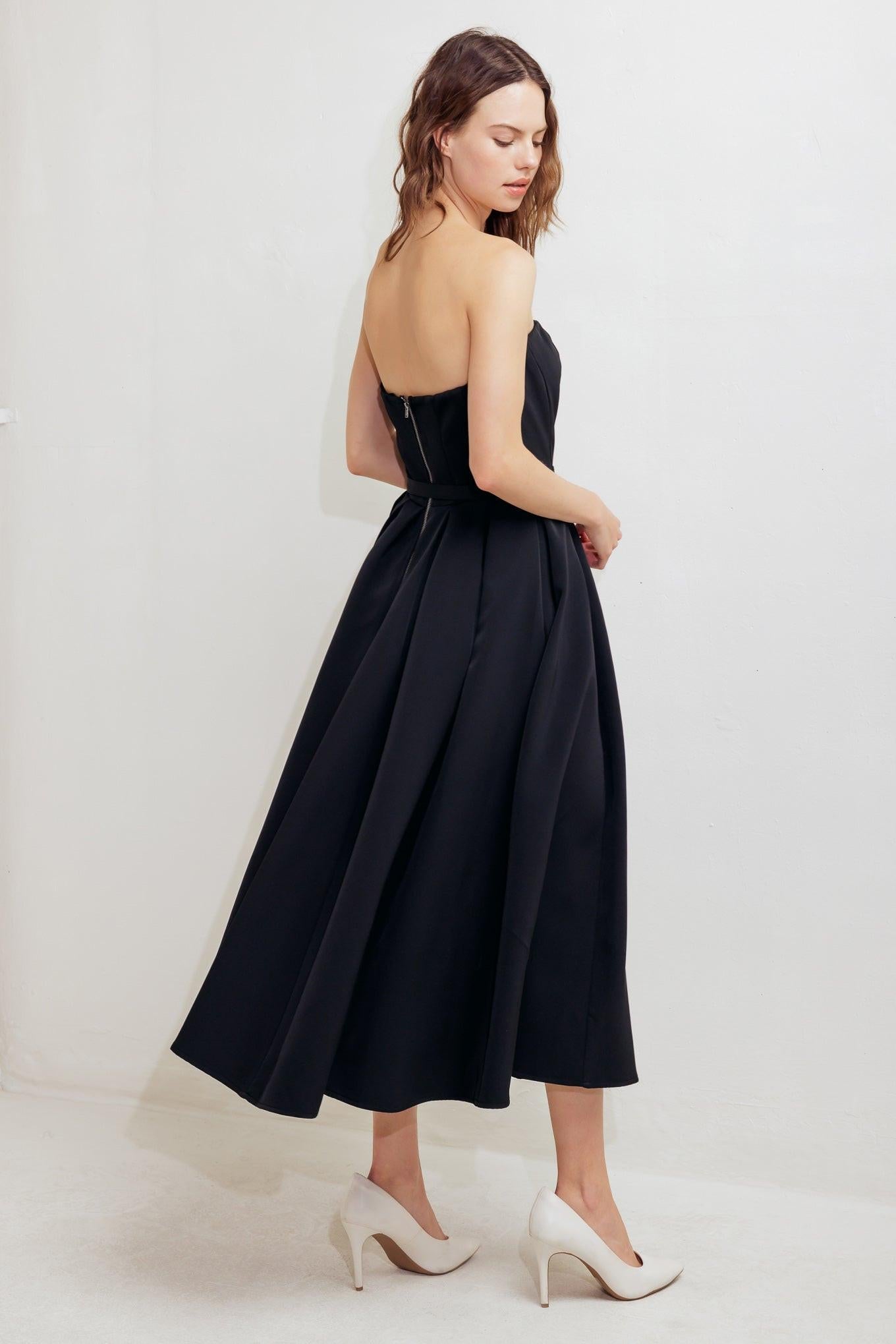 BLACK TIE MUSE WOVEN MIDI DRESS - Glamourous Grace