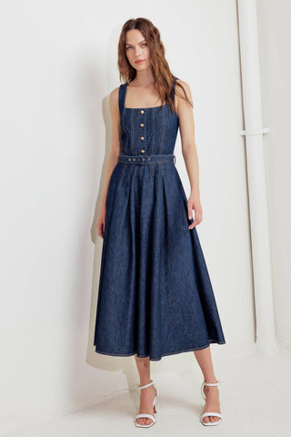 MOONLIGHT SERENADE DENIM MIDI DRESS - Glamourous Grace