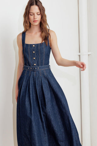 MOONLIGHT SERENADE DENIM MIDI DRESS - Glamourous Grace